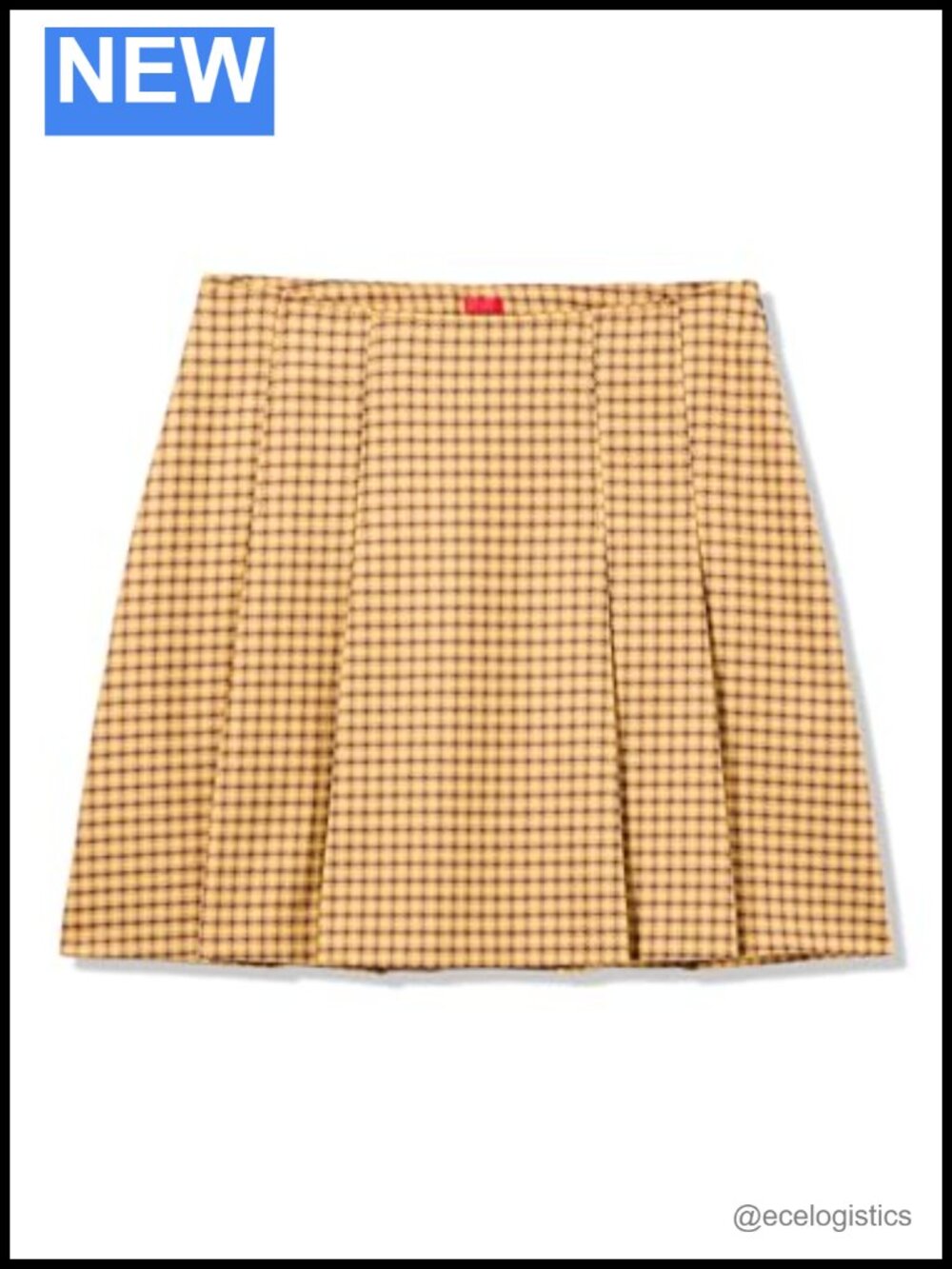 Mini Check Skirt Above Knee Mid Rise Zip Closure Wear to Work